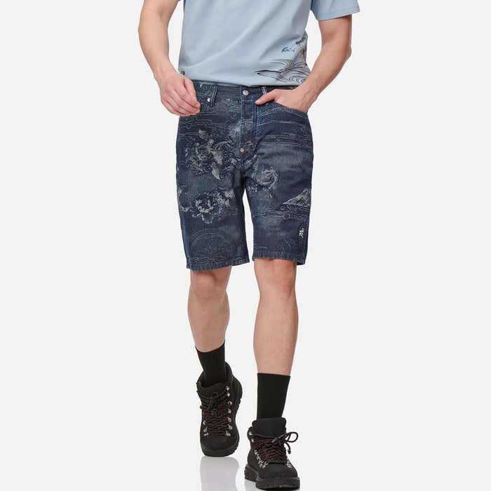 Evisu Mens Jacquard Denim Shorts Pants & EVISU 4894565561443 Free Shipping Worldwide