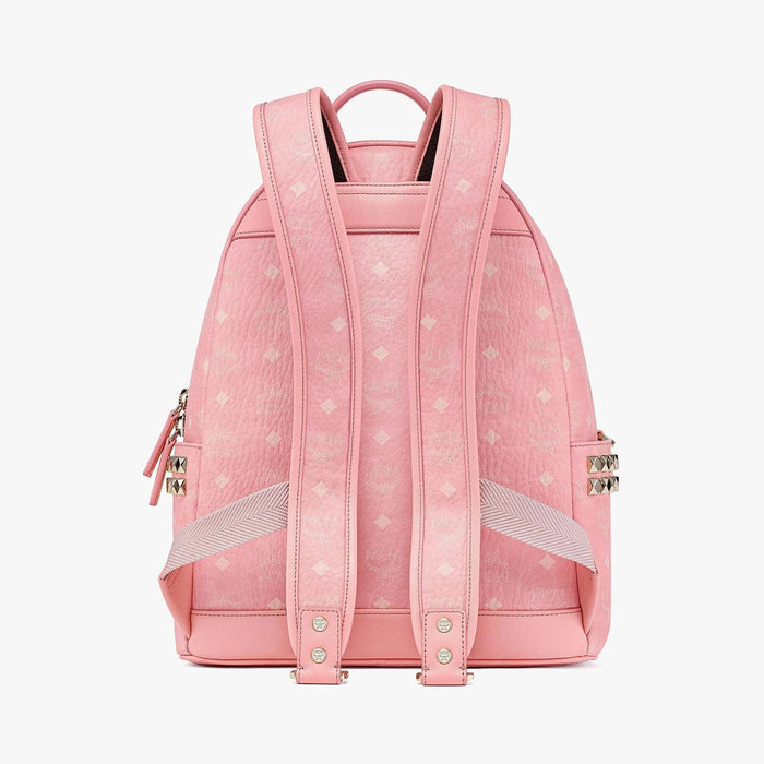 MCM Stark Side Stud Medium Backpack in Pink Visetos Canvas for