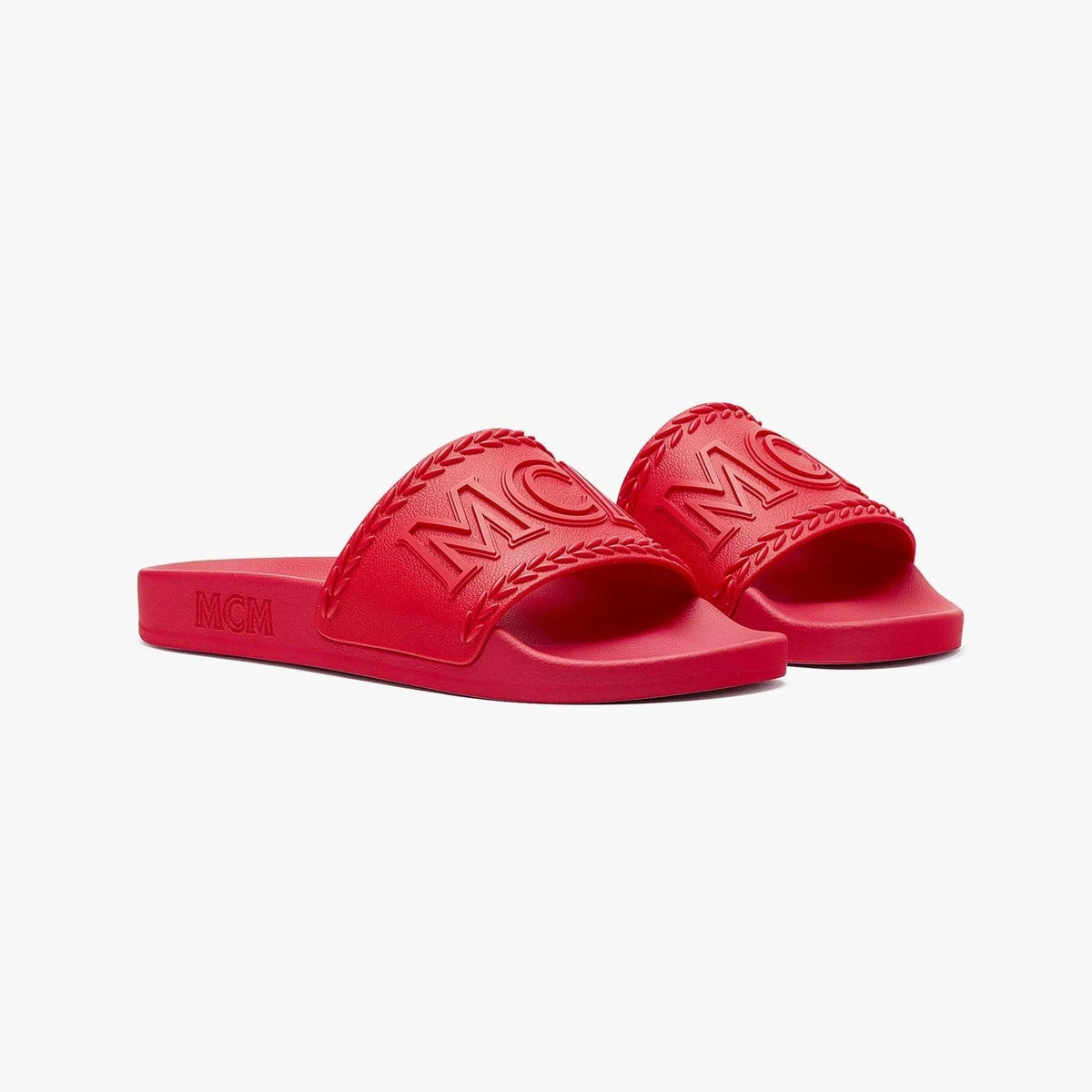 MCM Women's Faux Fur Logo Slide Sandals