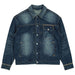 Evisu Men's Daicock Discharged Print & Stitching Denim Jacket Mens Jackets EVISU 4894565561207 Free Shipping Worldwide