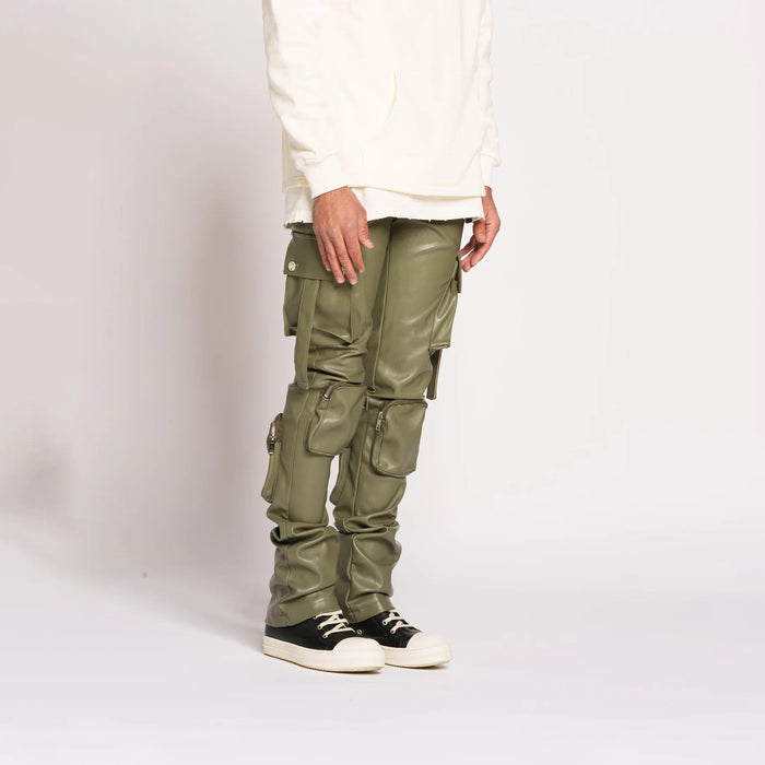 Olive Faux Leather Pants by Saunders Collective for $55