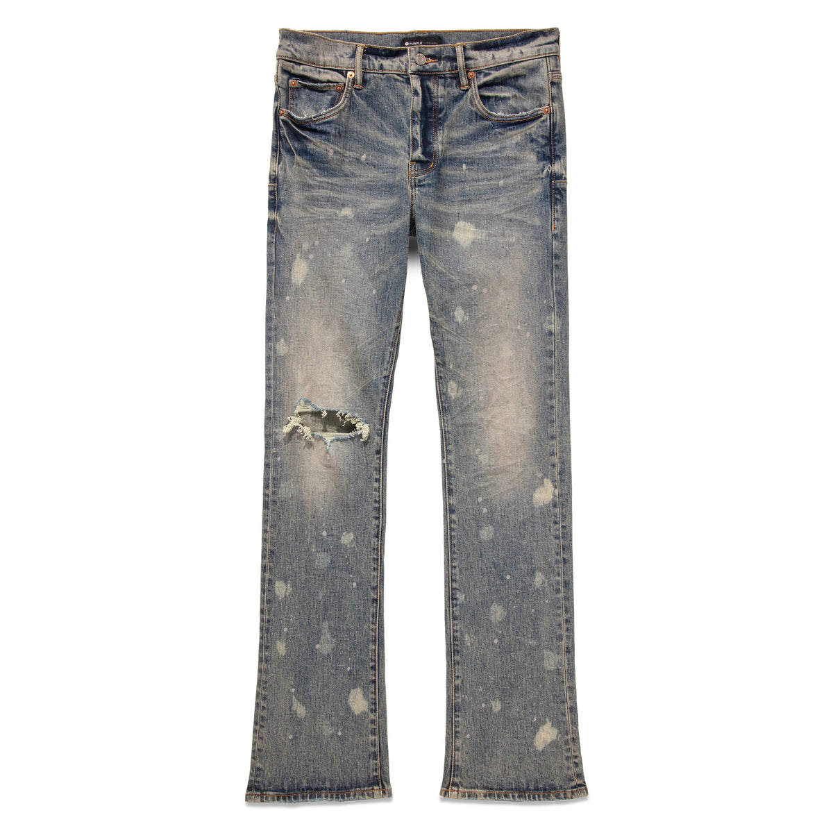 Purple Brand P004 Mid Indigo Acid Bleach Flare Jean